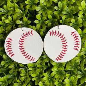 Baseball Earrings | White